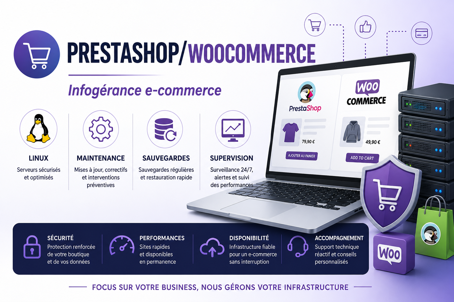 Infogérance e-commerce PrestaShop WooCommerce